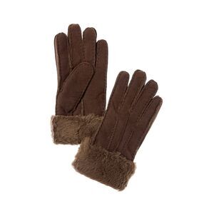 Surell Accessories Shearling Gloves, Brown